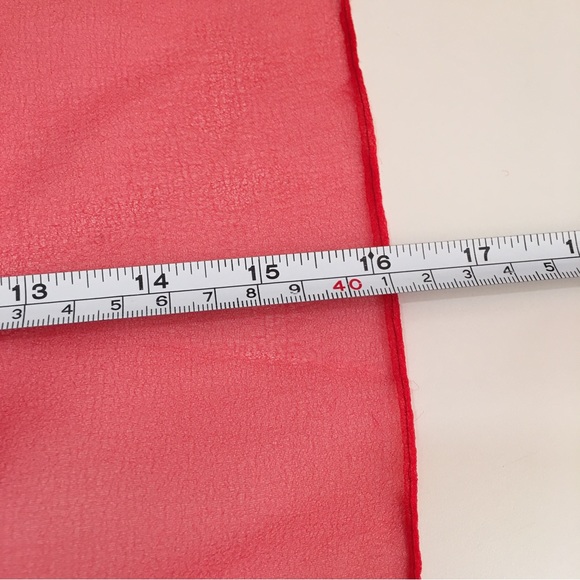 Vintage 40 50 Retro Sheer Red Oversized Long Scarf Wrap Minimalist Evening - Picture 13 of 15